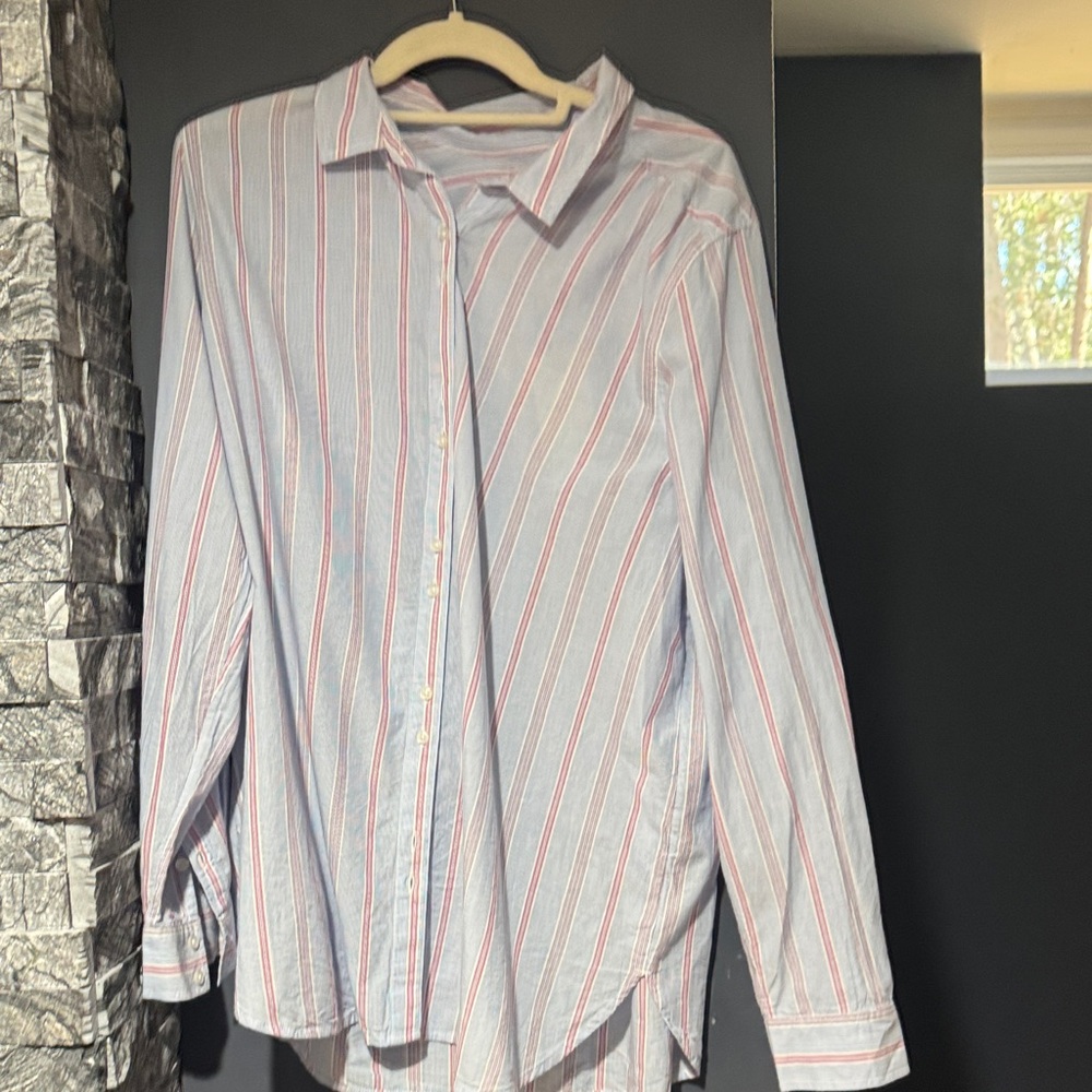 Lucky Brand Light Blue and Red Striped Shirt